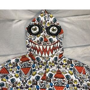 Volcom White Multi Monster Graphic Zip-Up Hoodie